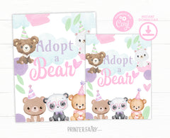 Bear Birthday Party Bundle of Activities with Editable Signs and Certificates, INSTANT DOWNLOAD