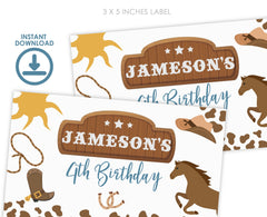 Editable Rodeo Birthday Favor Box Labels, Wild West Printable