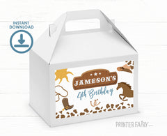 Editable Rodeo Birthday Favor Box Labels, Wild West Printable