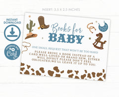 Cowboy Baby Shower Books for Baby Sign, Wild West Theme (Editable Digital Item)