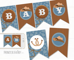 Cowboy Baby Shower Banner, Editable Wild West Decor (Digital Download)