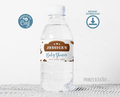 Cowboy Baby Shower Water Bottle Label, Editable (Digital Item)