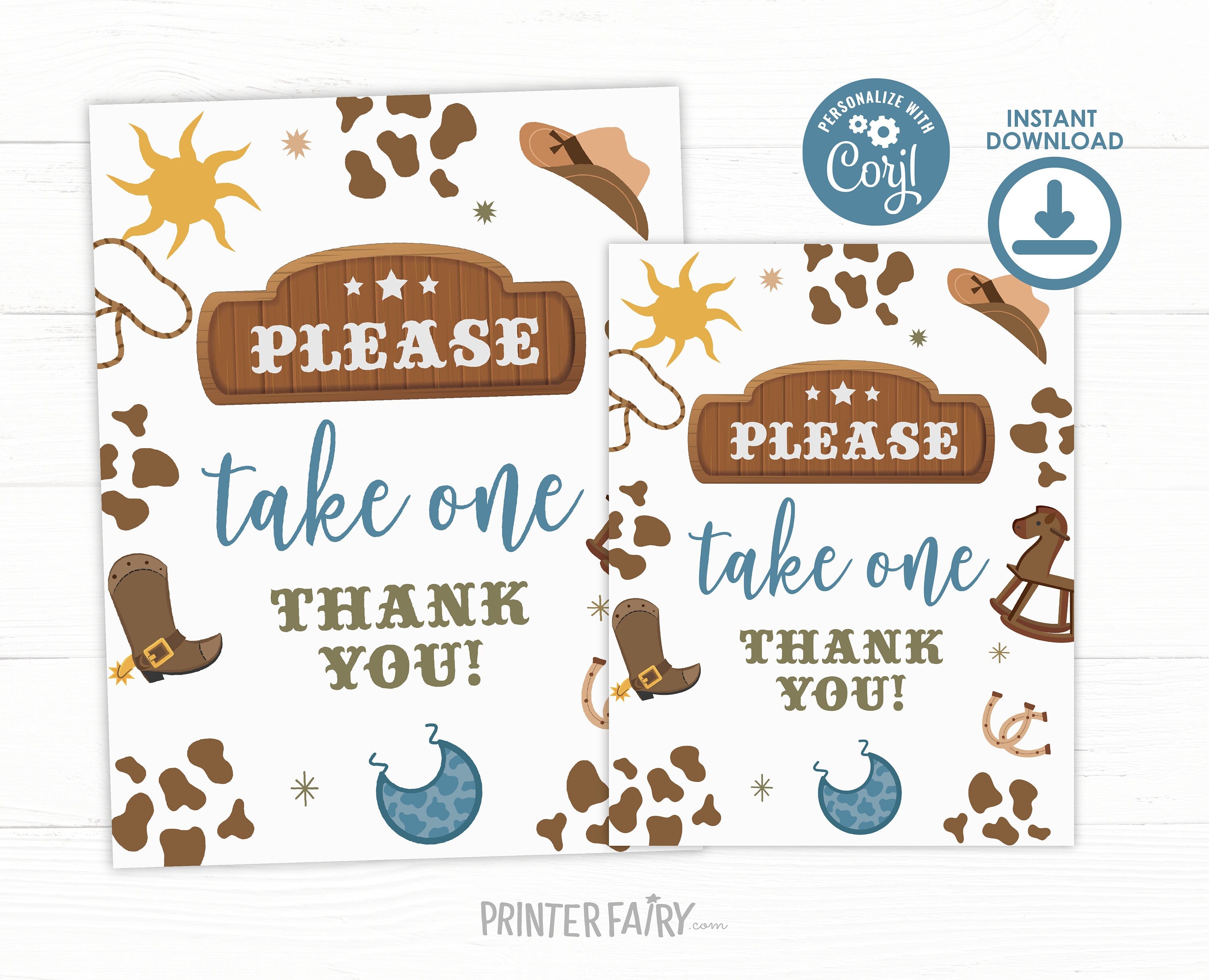 Cowboy Baby Shower Games Bundle, Editable Printable Templates (Digital Download)