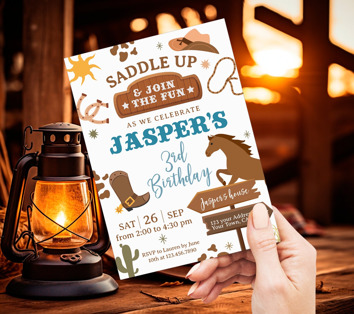 Editable Rodeo Birthday Party Invitation, Wild West Invite (Digital Item)