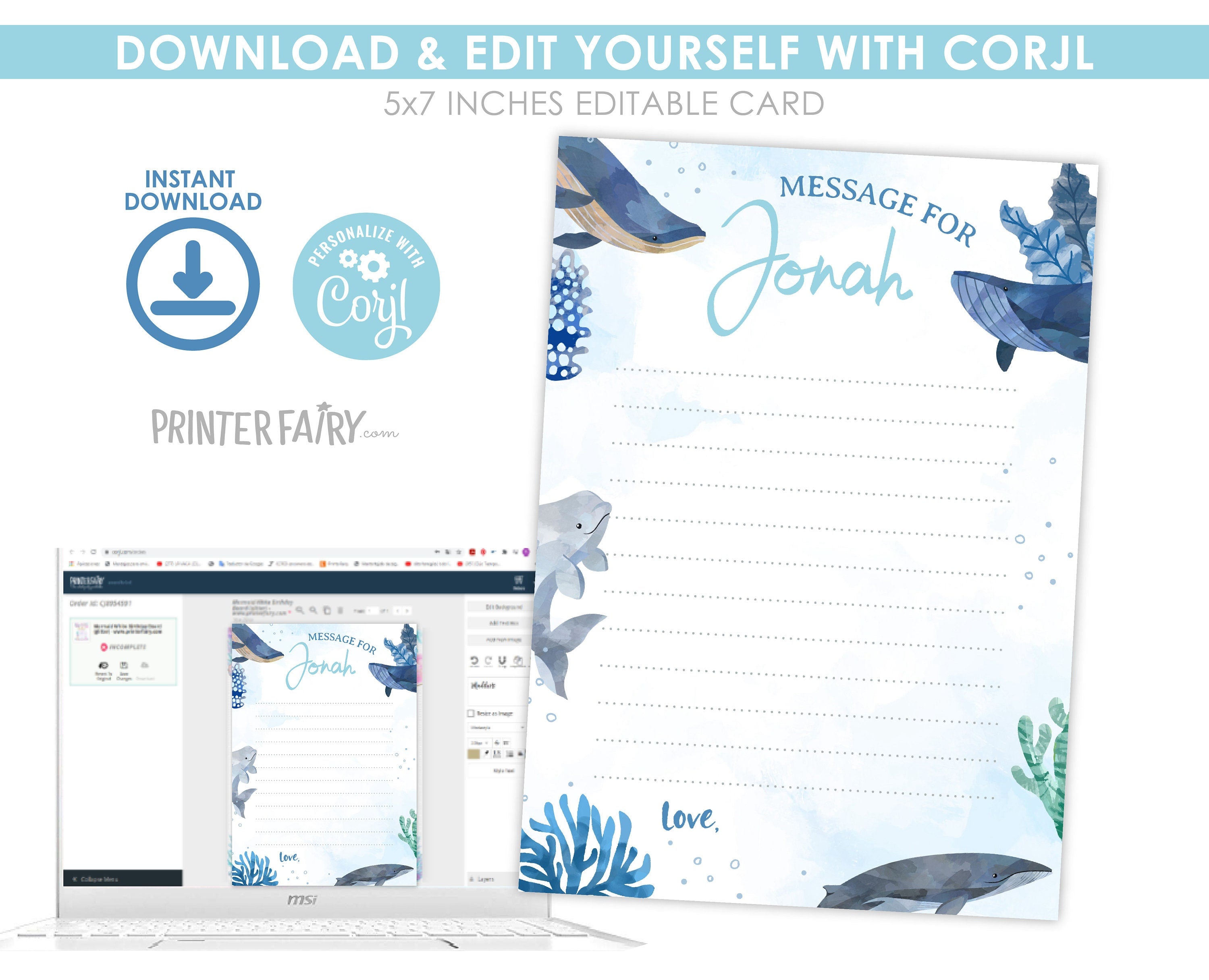 Whales Birthday Time Capsule Sign, Ocean Party (Download Printable)