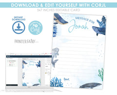 Whales Birthday Time Capsule Sign, Ocean Party (Download Printable)