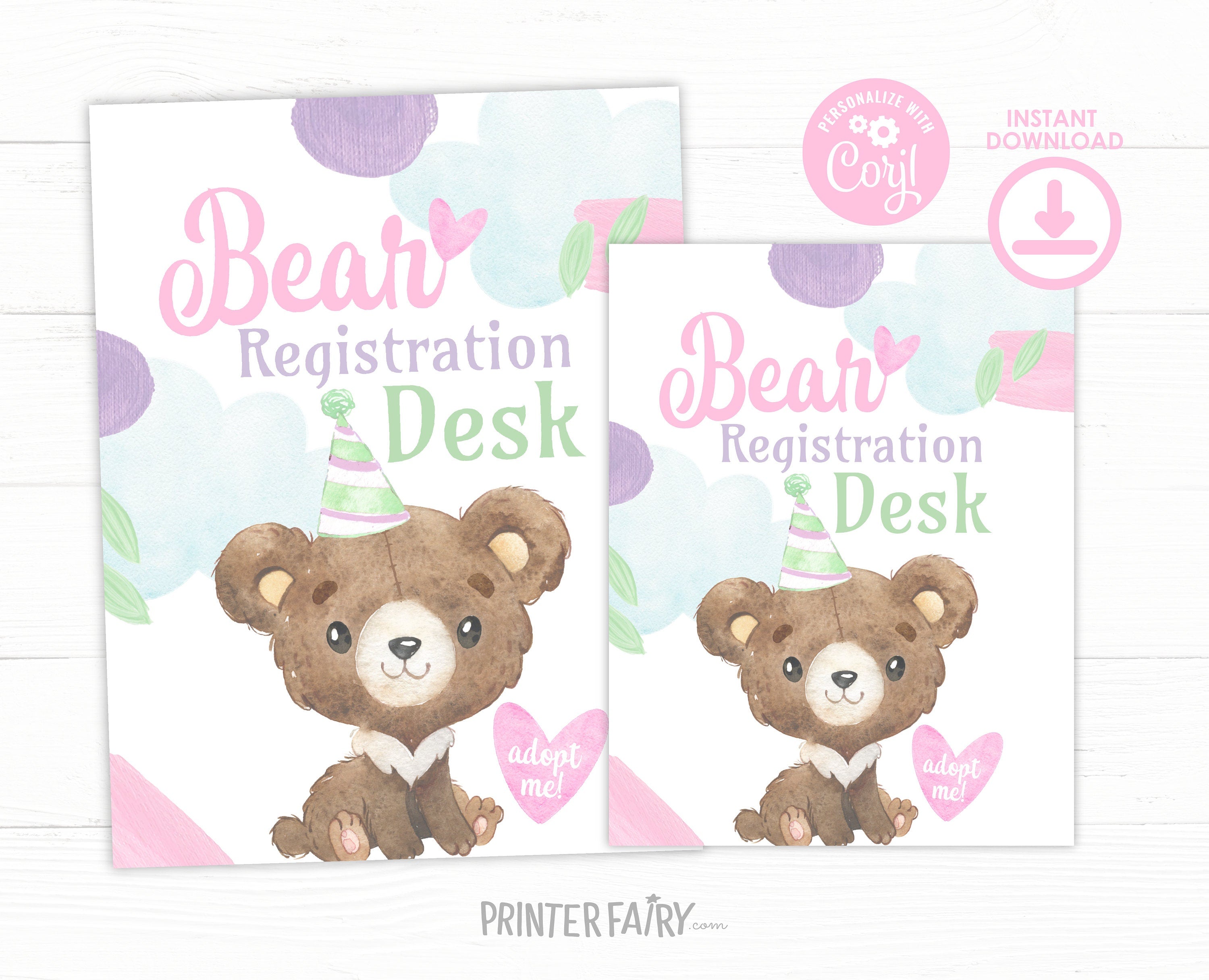 Bear Birthday Party Bundle of Activities with Editable Signs and Certificates, INSTANT DOWNLOAD