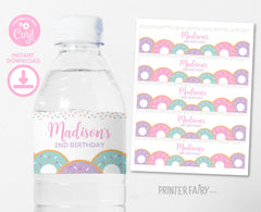 Editable Donut Birthday Water Bottle Labels, Sprinkles (Instant Download)