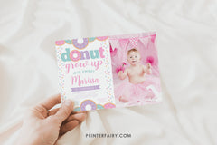 Donut Grow Up Birthday Invitation Template, Sprinkles, Photo (Digital Download)