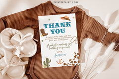 Rodeo Birthday Thank You Card, Wild West Template (Printable)