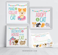 Cat Adoption Party Printables, Kitten Birthday Decor (Instant Download)