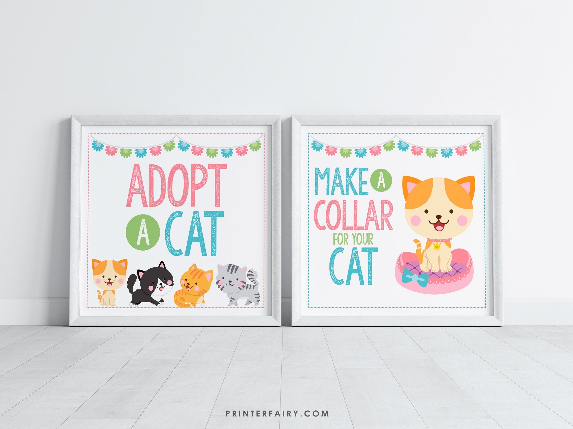 Cat Adoption Party Printables, Kitten Birthday Decor (Instant Download)