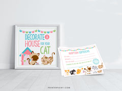 Cat Adoption Party Printables, Kitten Birthday Decor (Instant Download)