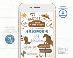 Editable Rodeo Birthday Party Invitation, Wild West Invite (Digital Item)