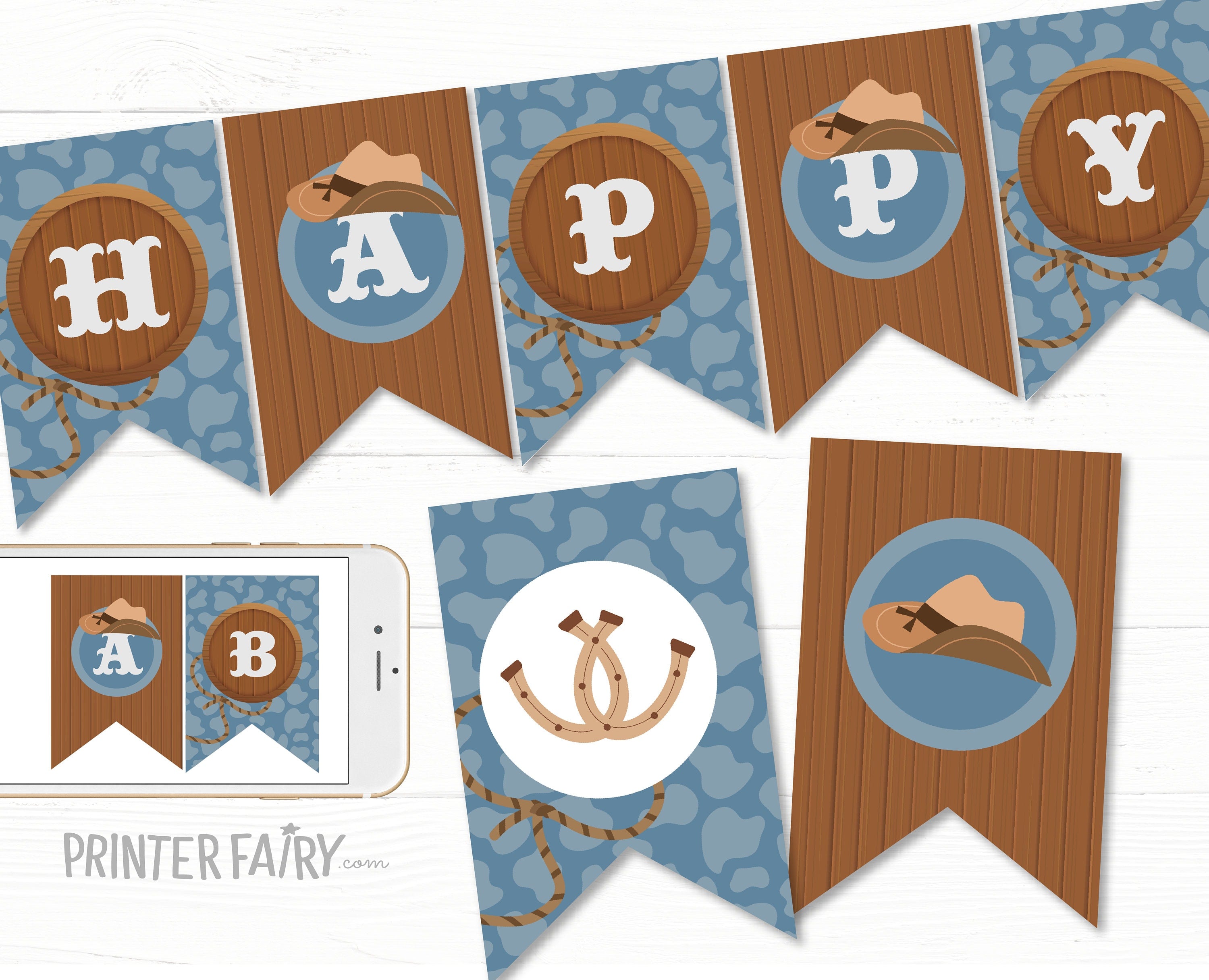 Editable Rodeo Birthday Banner, Wild West Garland (Digital Download)