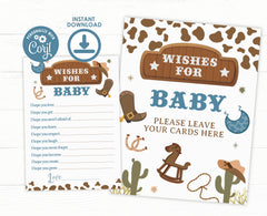 Cowboy Baby Shower Games, Wishes Card and Sign (Digital Download)