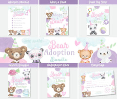 Bear Birthday Party Bundle of Activities with Editable Signs and Certificates, INSTANT DOWNLOAD
