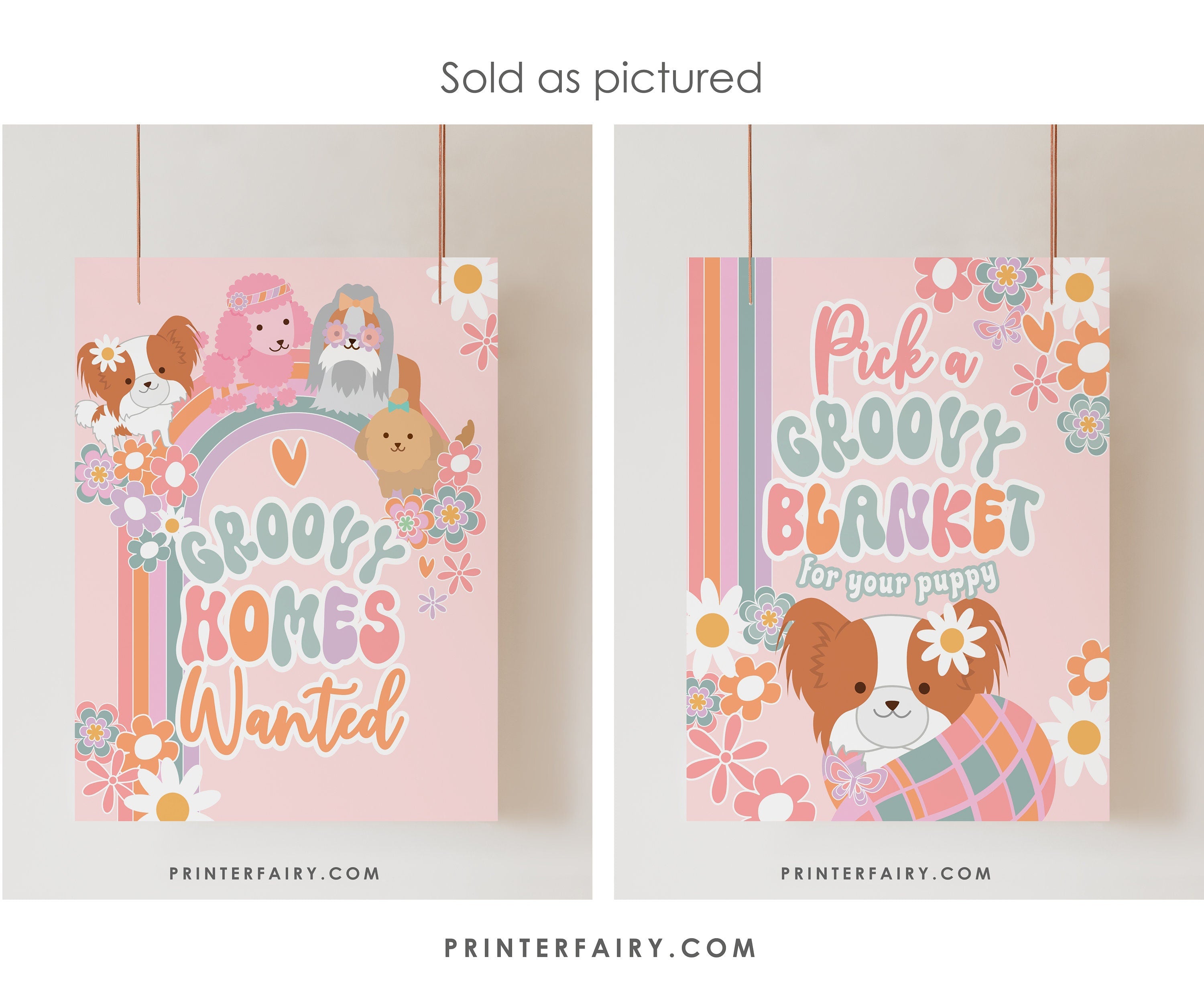 Groovy Puppy Adoption Party Station Kit,  Pawty Games Decor (Digital Download)