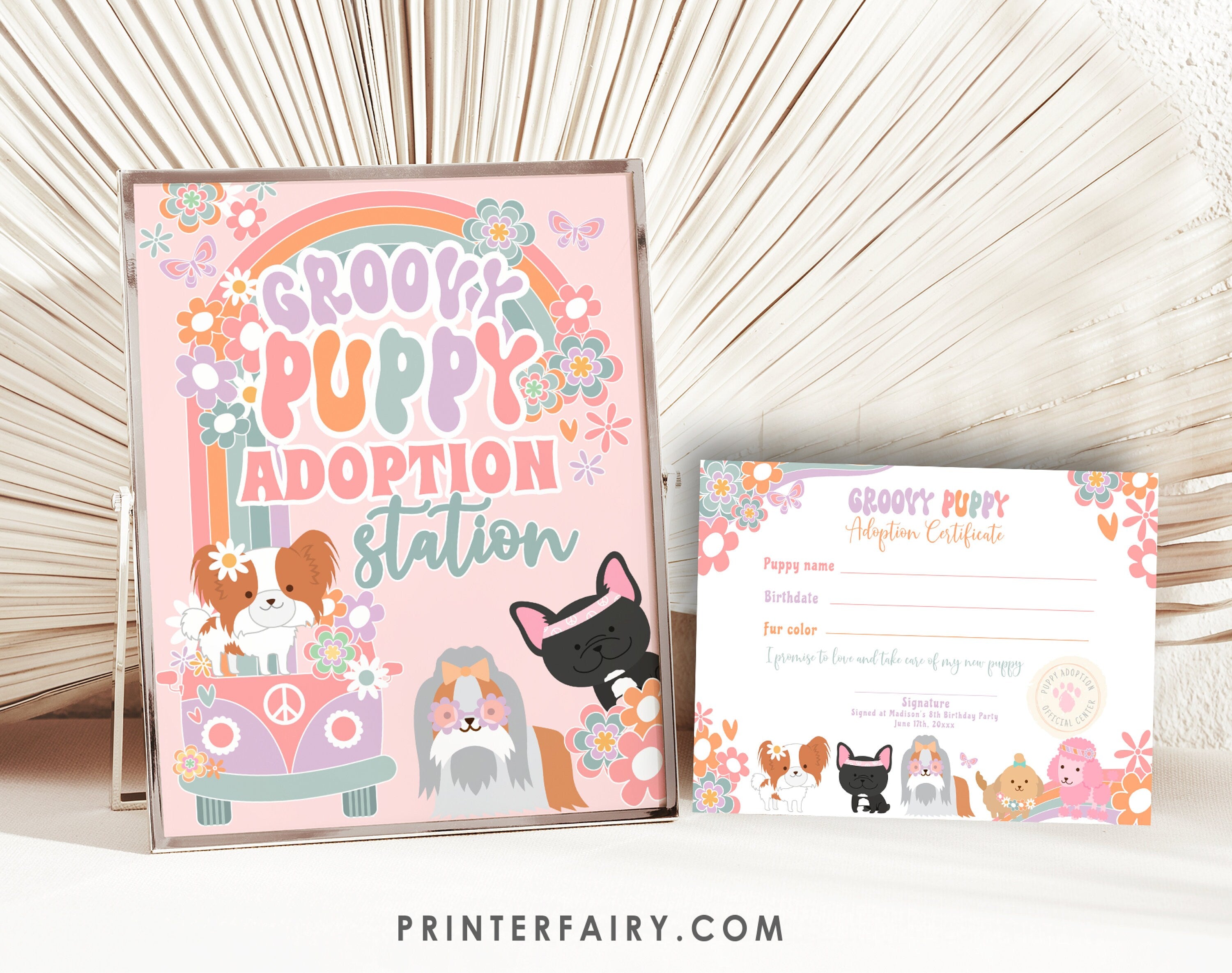 Groovy Puppy Adoption Station Kit, Puppy Pawty Decor (Digital Download)
