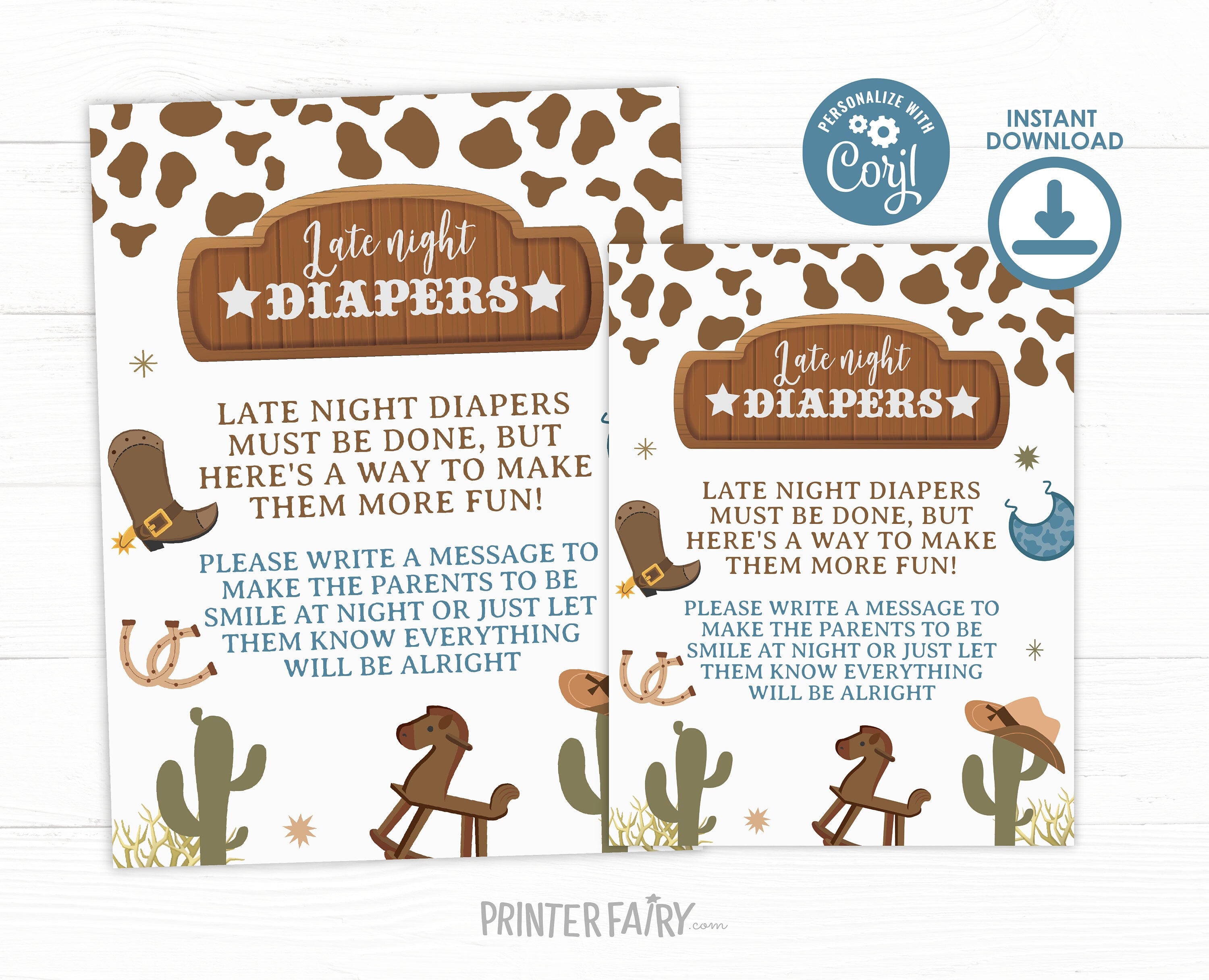 Cowboy Baby Shower Games Bundle, Editable Printable Templates (Digital Download)