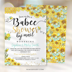 Bee Baby Shower by Mail Invitation, Sunflower Theme (Digital Download)