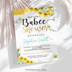 Bee Baby Shower Invitation, Editable Sunflower Invite (Digital)