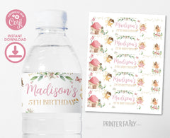 Editable Fairy Birthday Water Bottle Labels (Digital Download)