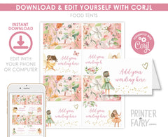 Editable Fairy Party Food Tents, Princess Birthday (Digital Download)