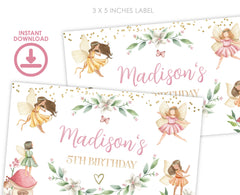 Editable Fairy Birthday Favor Box Labels (Digital Download)