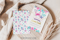 Butterfly Baby Shower Invitation, Spring Floral Girl Invite (Digital Download)