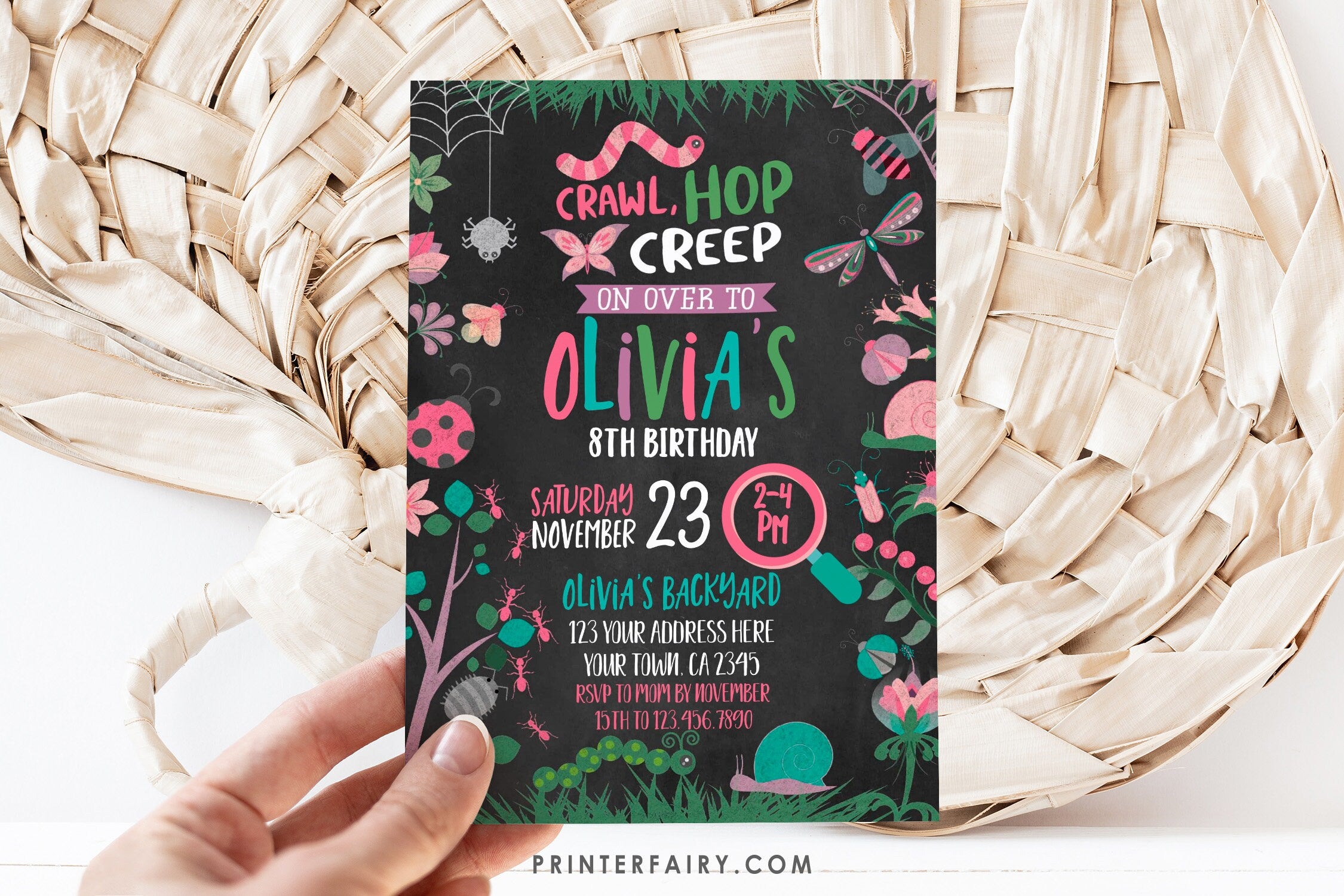 Bugs Birthday Invitation, Creepy Crawlers Party (Digital Invite)