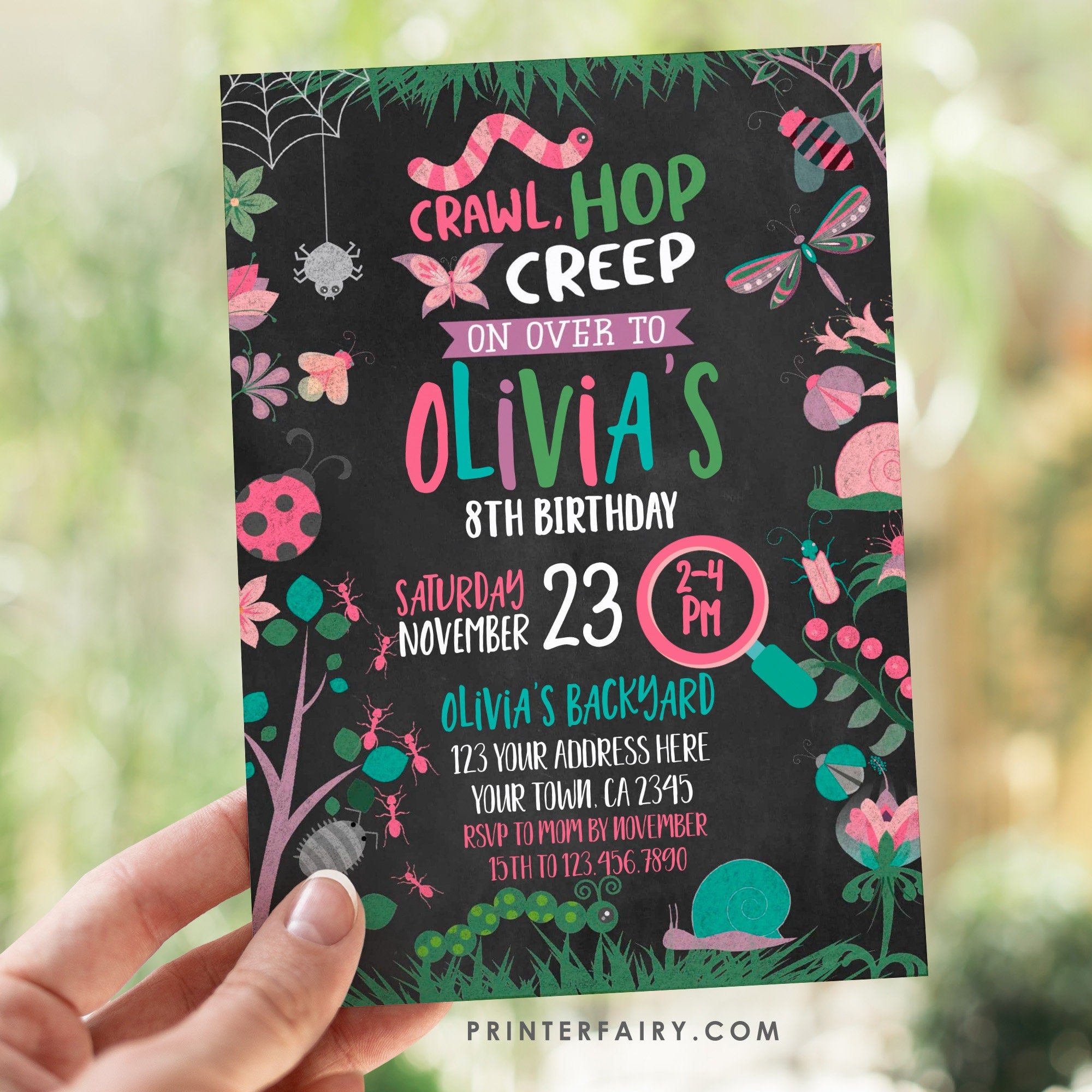 Bugs Birthday Invitation, Creepy Crawlers Party (Digital Invite)