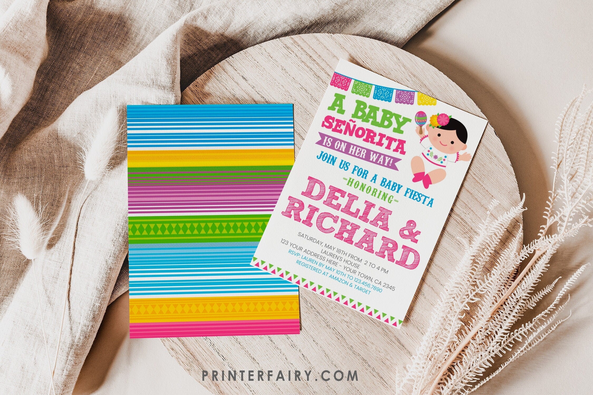 Fiesta Baby Shower Invitation, Little Señorita, Editable (Instant Download)