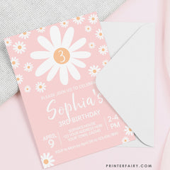 Editable Daisy Birthday Invitation Template, Floral Party (Digital Instant Download)