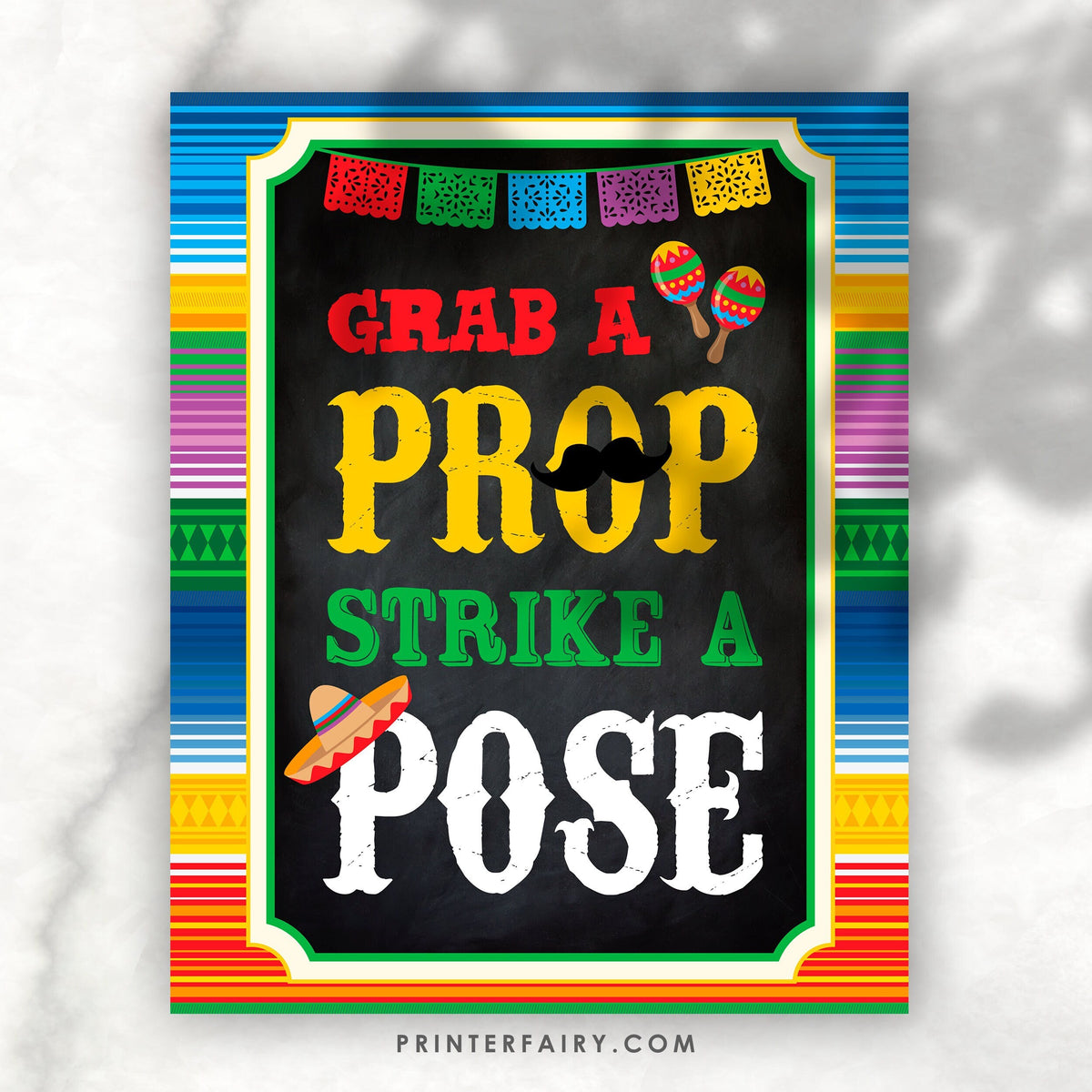 Fiesta Photo Booth Sign, Mexican Party Decorations (Instant Download)