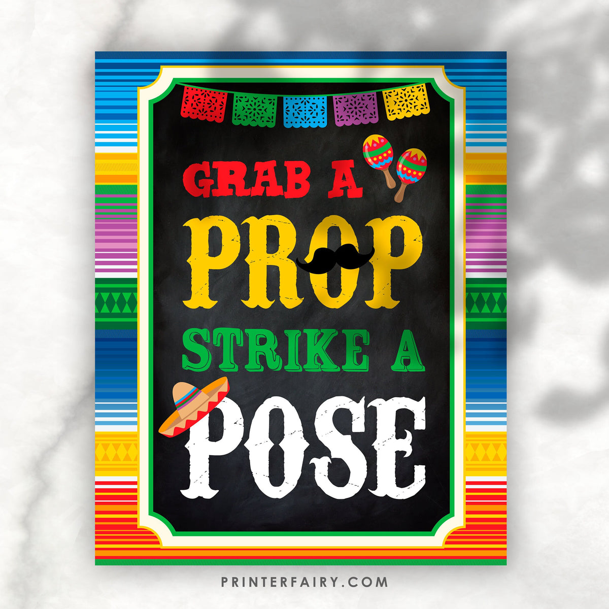 Fiesta Photo Booth Sign, Mexican Party Decorations (Instant Download)