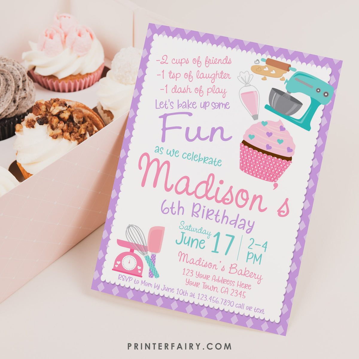 Editable Baking Birthday Invitation, Bakery Party (Instant Download)