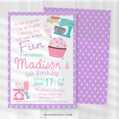 Editable Baking Birthday Invitation, Bakery Party (Instant Download)