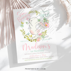 Bunny Editable Invitation Template Editable for Any Age, Spring Easter Party, INSTANT DOWNLOAD
