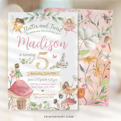 Editable Fairytale Birthday Invitation, Autumn Floral (Instant Download)