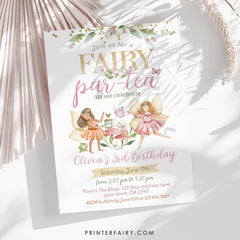 Editable Fairy Tea Party Birthday Invitation, Floral Garden (Digital)