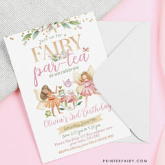 Editable Fairy Tea Party Birthday Invitation, Floral Garden (Digital)