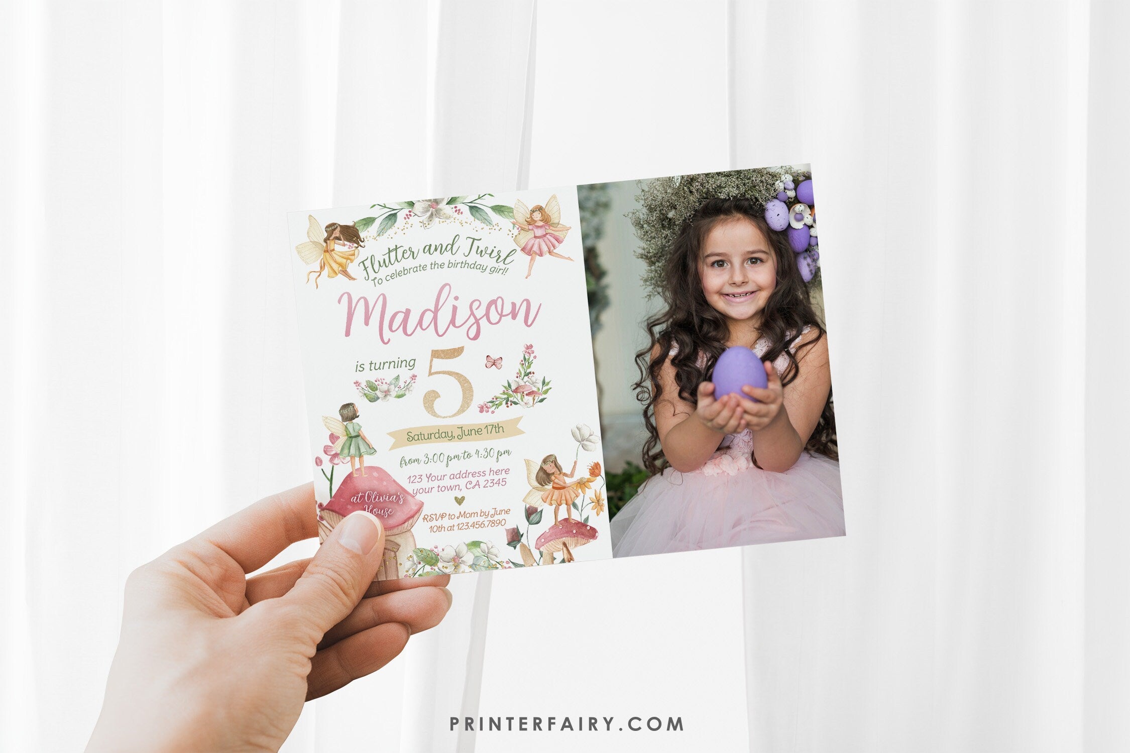 Editable Fairytale Birthday Invitation, Autumn Floral Garden (Digital Item)