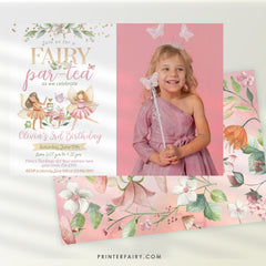 Editable Fairy Tea Party Birthday Invitation with Photo (Digital)