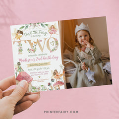 Editable Fairytale 2nd Birthday Invitation, Autumn Floral (Digital Item)