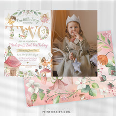 Editable Fairytale 2nd Birthday Invitation, Autumn Floral (Digital Item)