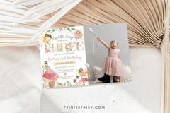 Editable Fairy 3rd Birthday Invitation, Photo, Floral Garden (Digital Item)