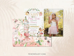 Editable Fairy Tea Party Birthday Invitation, Floral Autumn (Digital)