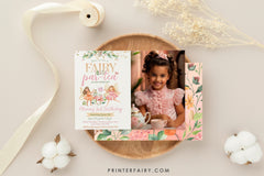 Editable Fairy Tea Party Birthday Invitation with Photo (Digital)