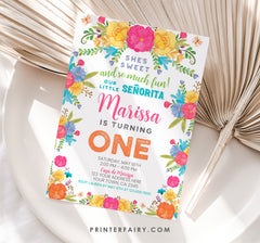 Fiesta 1st Birthday Invitation EDITABLE Template, Cinco de Mayo Invite, INSTANT DOWNLOAD